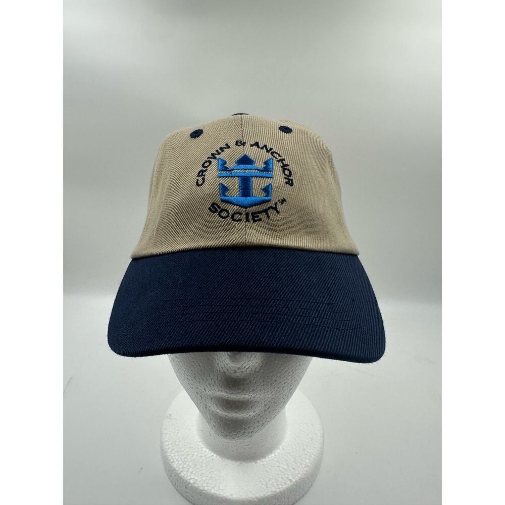 Crown & Anchor Society Hat Royal Caribbean Cruise Strap Back New Unworn Tan Blue